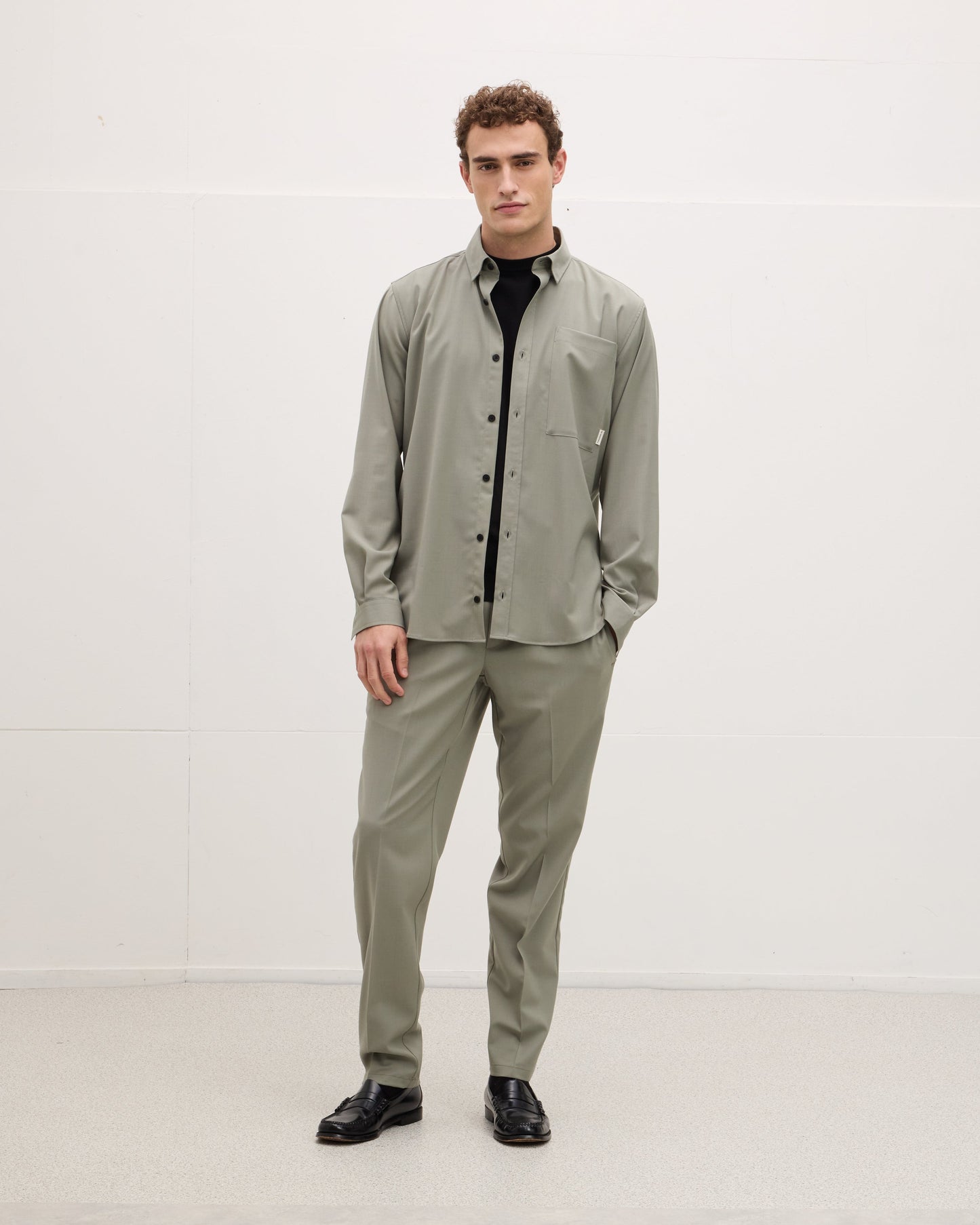 Wool-blend Button-up Shirt