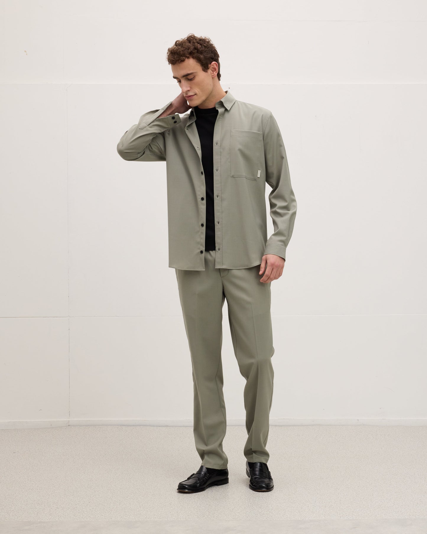 Wool-blend Button-up Shirt