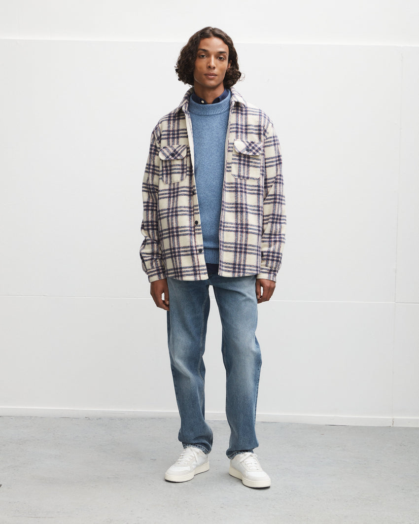 Wool Blend Check Shirt Jacket