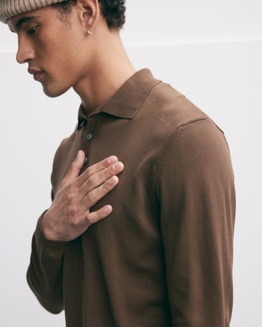 Italian Knitted Long-Sleeve Polo