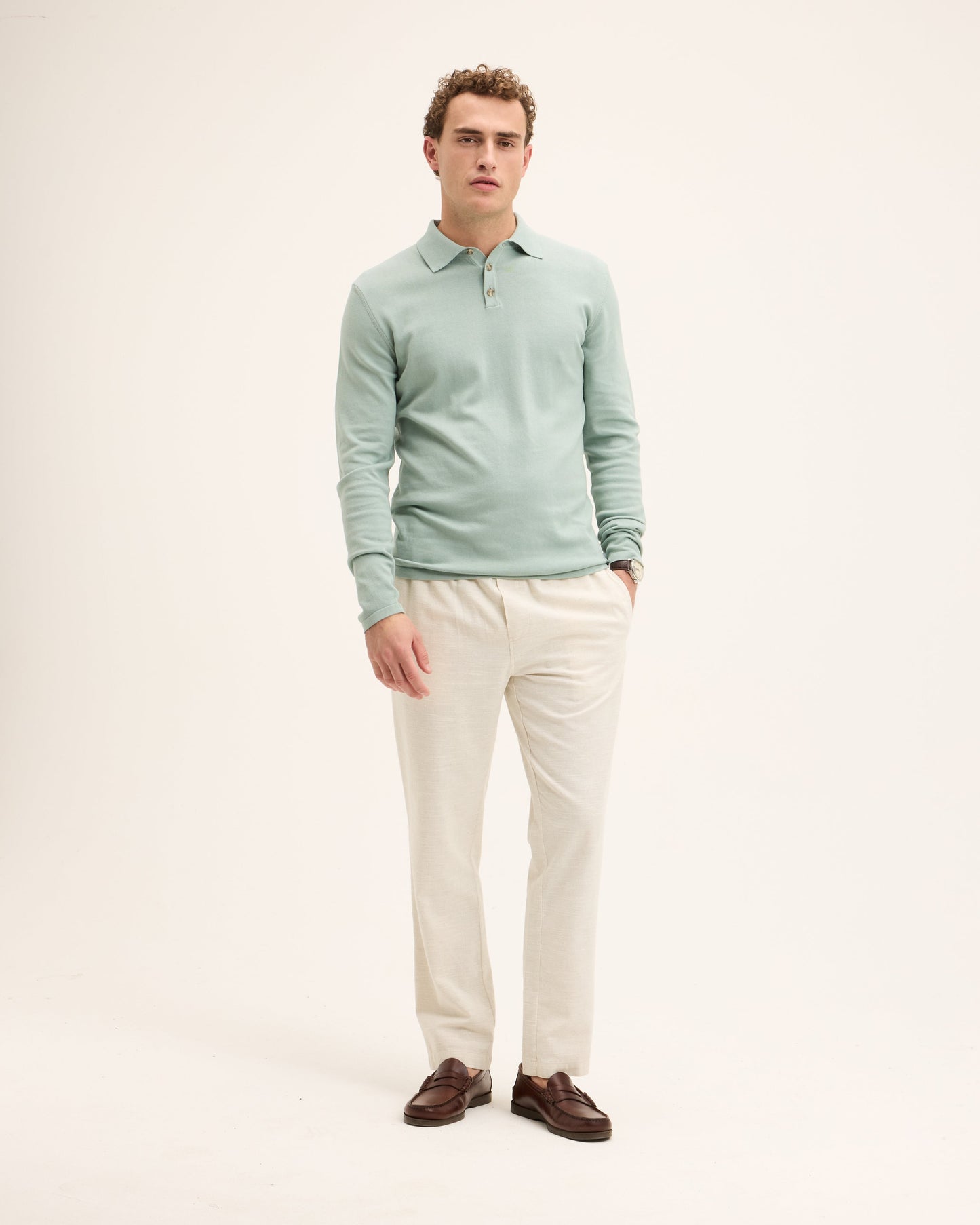 Kai Italian Knitted Long-Sleeve Polo
