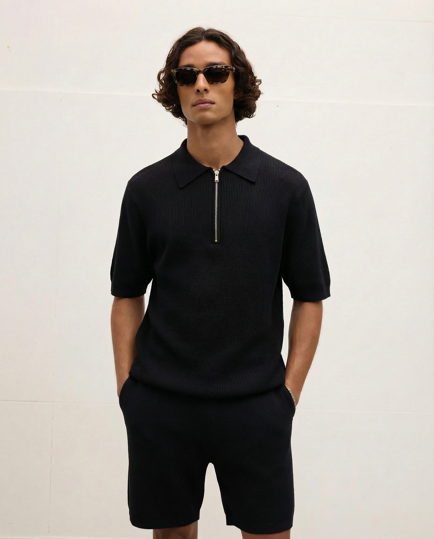 Par Knitted Zipper Polo