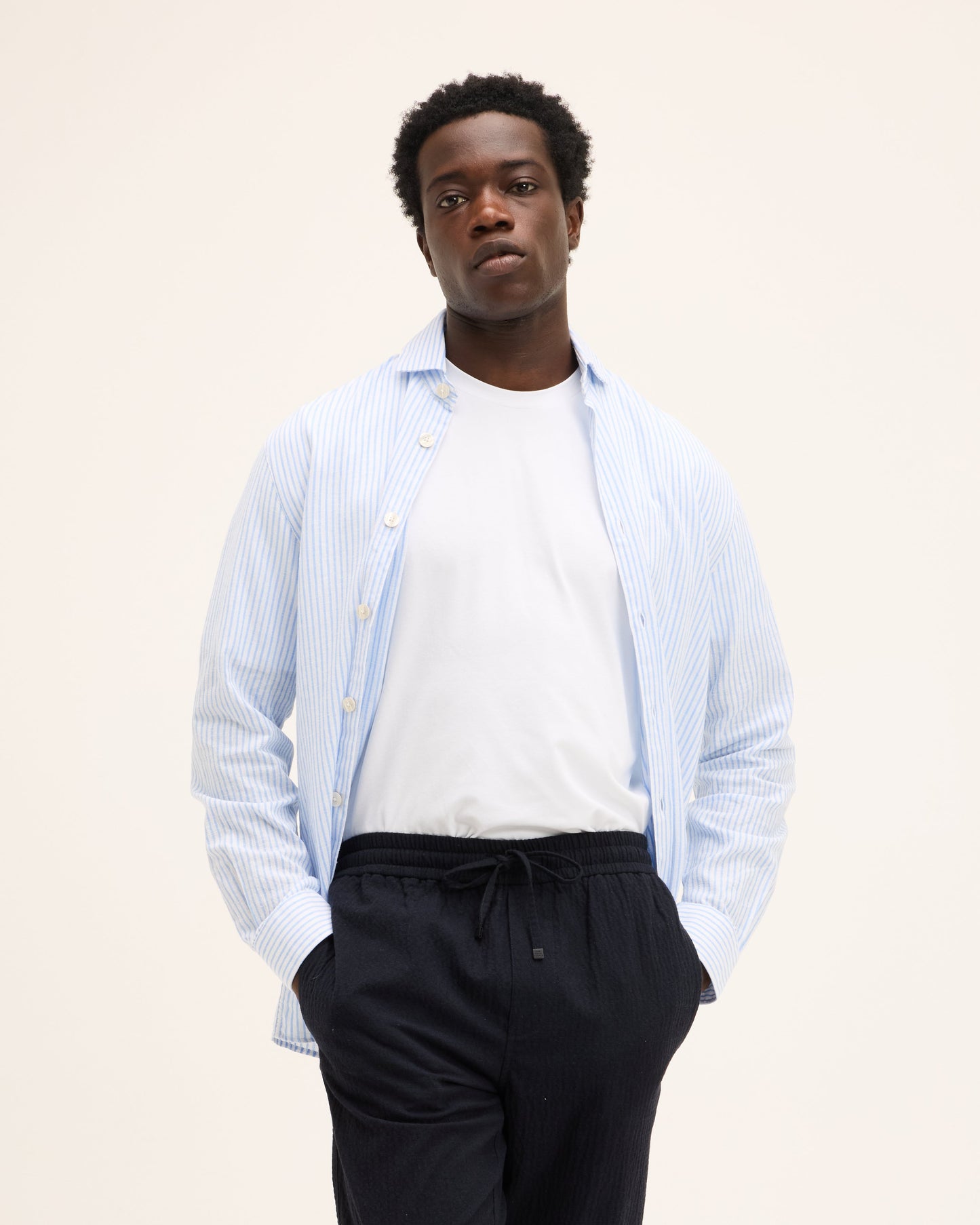 Subway Striped Button-up Linen Shirt